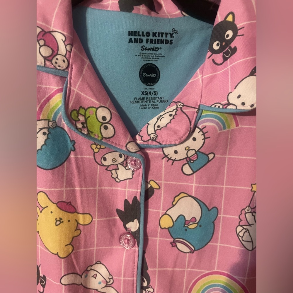 NWT Hello Kitty & Friends Girls‎ 2 Piece Pajama Set Pink Size XS 4/5 Sanrio - Picture 7 of 12